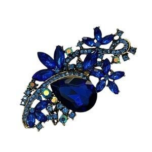 Large Blue Floral/Flower Brooch/Pendant